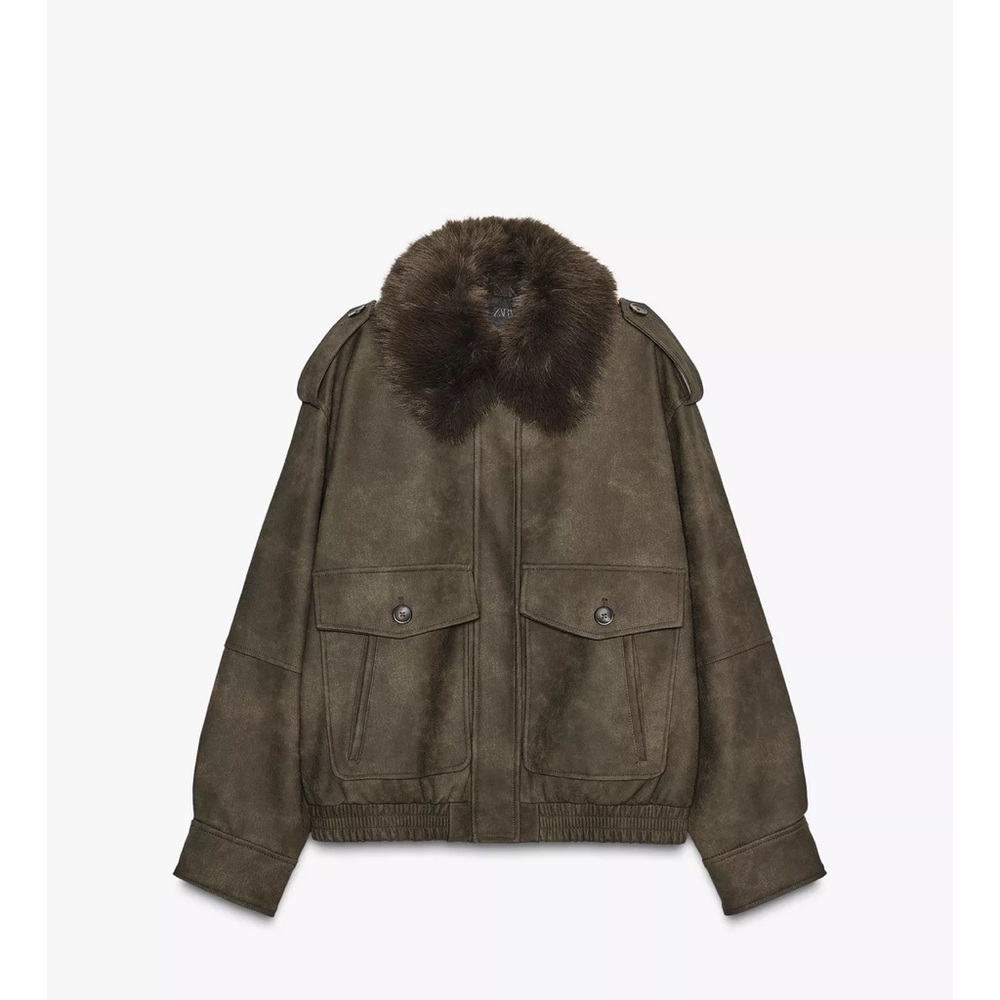 Brown Faux Fur Collar Jacket